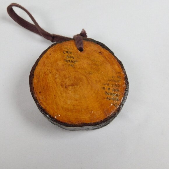 3 Handmade 2.5" Wood Round Christmas Ornaments w/Postage Stamps Hanging Unique - Picture 3 of 8